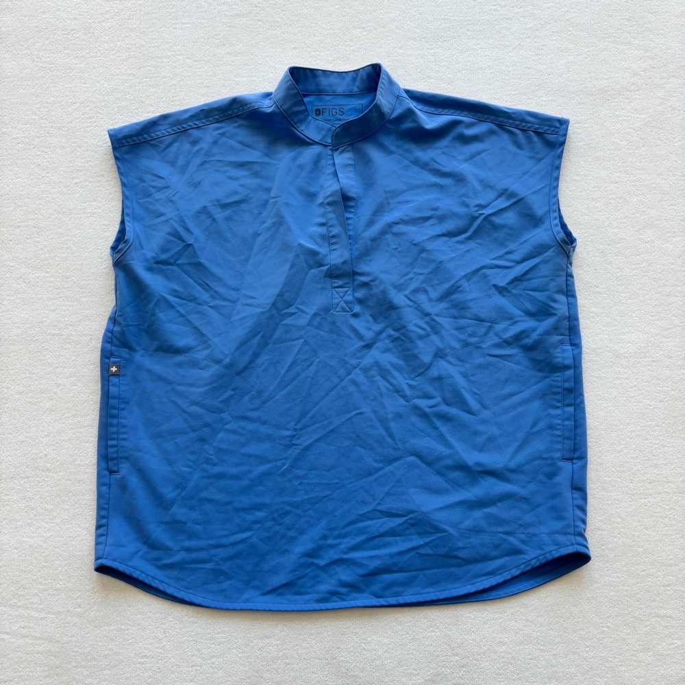 FIGS Rafaela Scrub Top Womens S Ceil Blue Oversized Sleeveless WXXSW1003